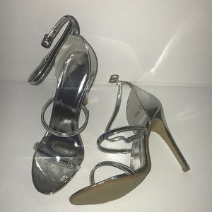 Pretty Little Thing Leyah Silver Strap heels